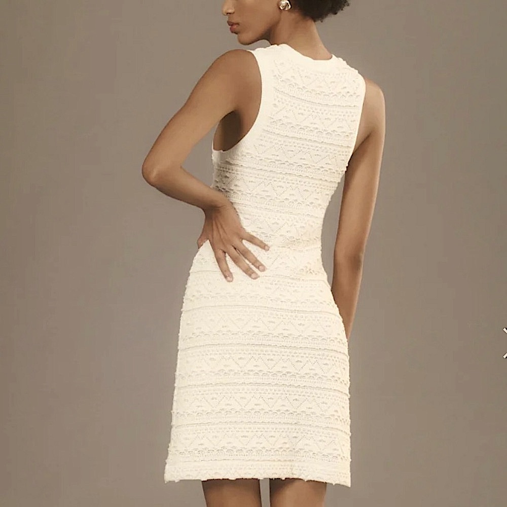 NWT Anthropologie Sleeveless Textured Knit Dress in Ivory
